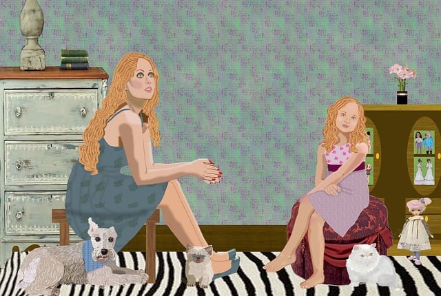 Free mother daughter love illustration