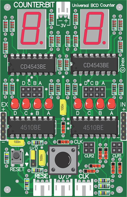 Free electronics circuit led 7 segment vector
