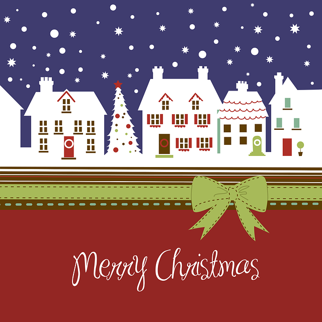 Free merry christmas village snow vector