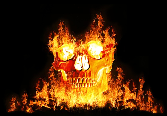 Free halloween skull flames illustration