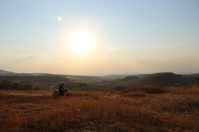 Landschap, Idylle, Motorfiets