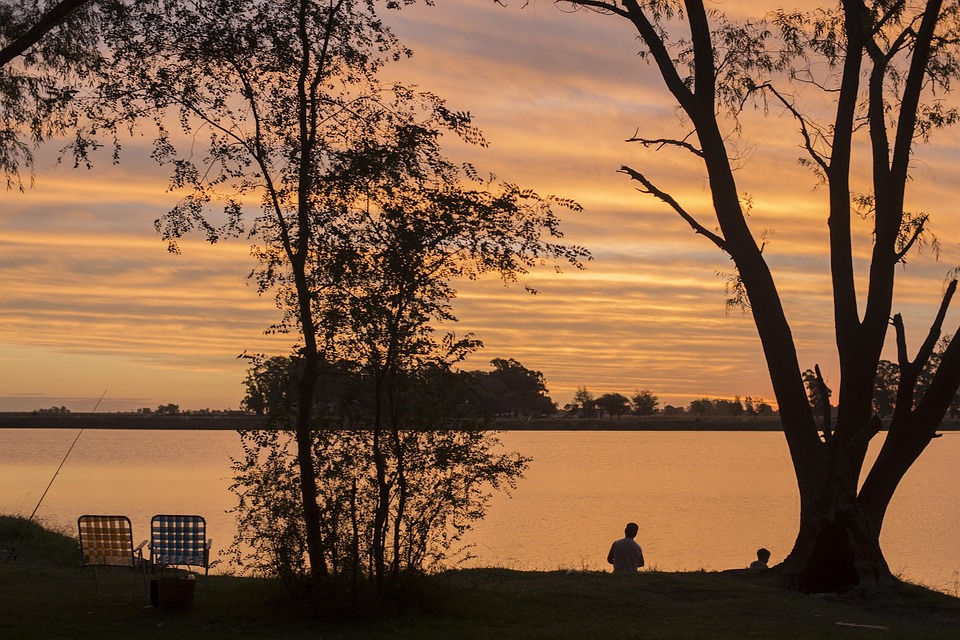 Lake, Sunset, Picnic, Romantic, Holiday, Nature, Peace