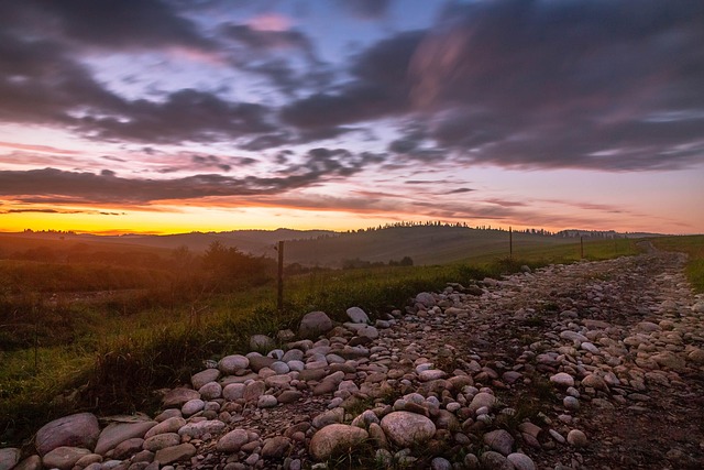 Sonnenuntergang, Weg, Кацвин, Landschaft