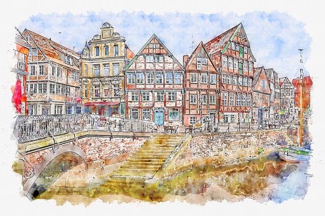 Free waters architecture travel illustration
