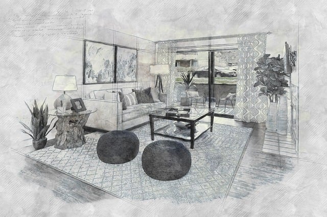 Free living room interior furniture illustration