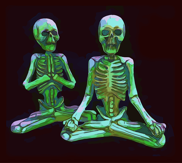 Free skeletons horror meditation vector