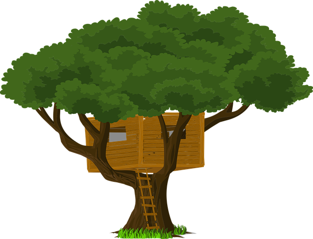 Free tree treehouse ladder illustration