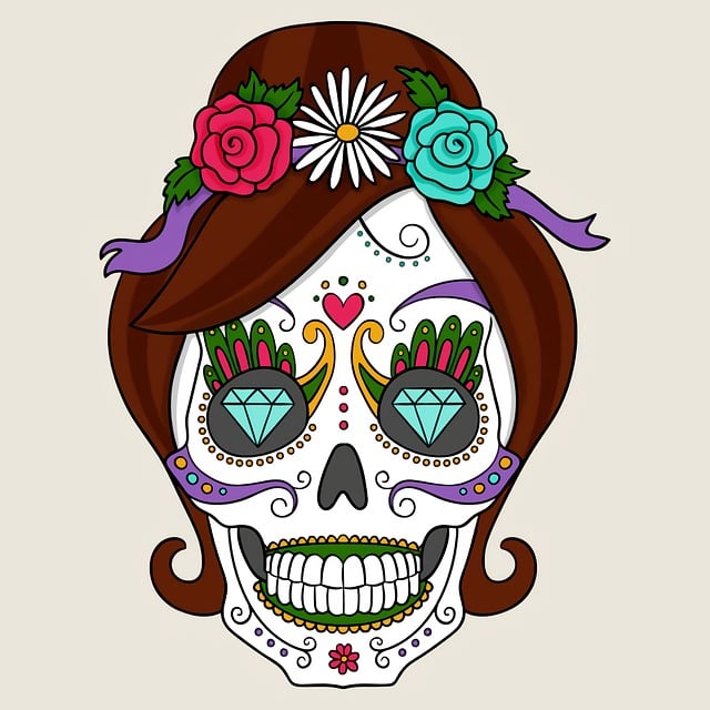 Free day of the dead catrina skull illustration