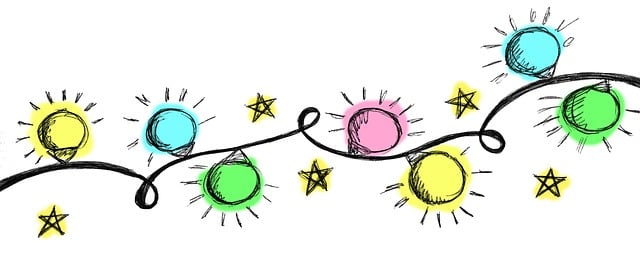 Free baubles lights doodle illustration