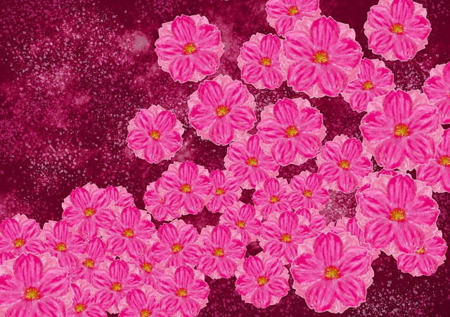 Free cherry blossoms floral japanese pattern illustration