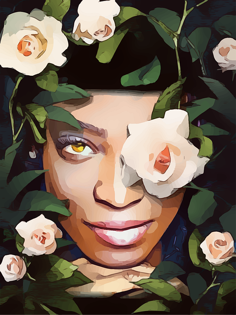 Free lady roses watercolor painting vector