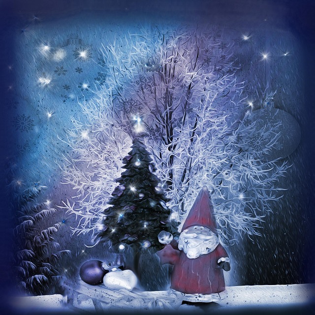 Santa Claus, Weihnachtsbaum, Sterne