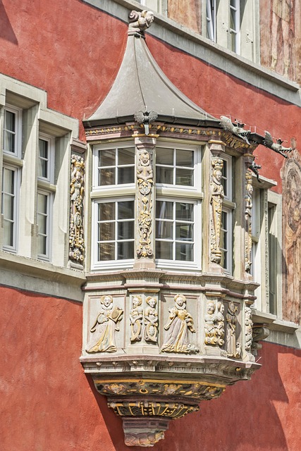 building, bay window, architecture, house painting