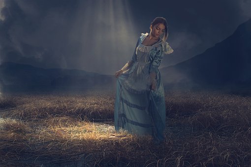 Menina, Noite, Marsh, Luna