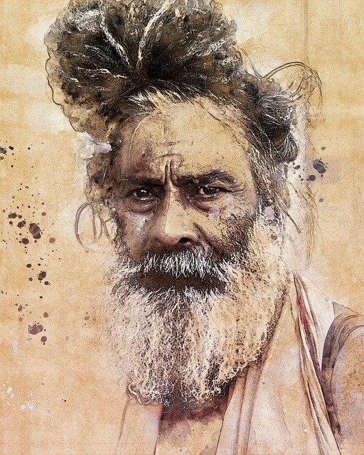 Free portrait sadhu holy man illustration