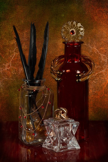 Sieraden, Veren, Zwart, Fles, Kan, Rood