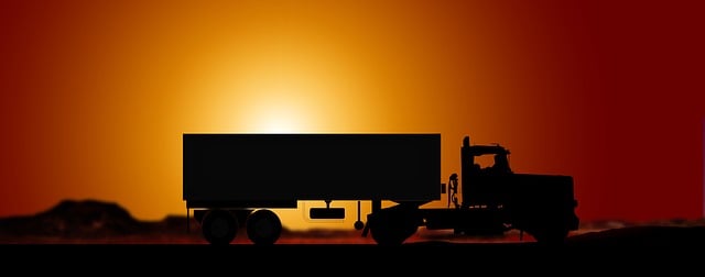 Free sunset semi-trailer truck illustration
