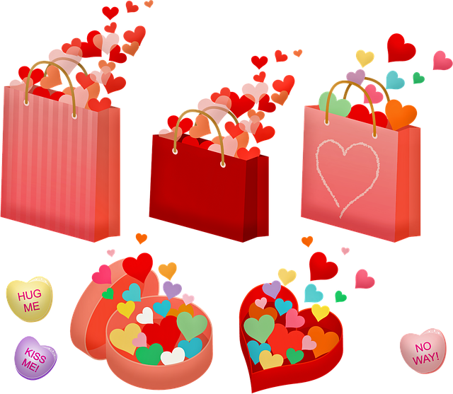 Free valentine's hearts bag of hearts box of valentine s hearts illustration
