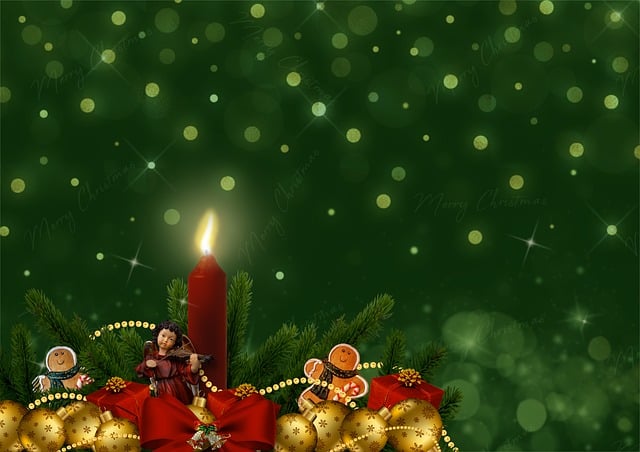 Weihnachtsmotiv, Kerze, Tannenzweige