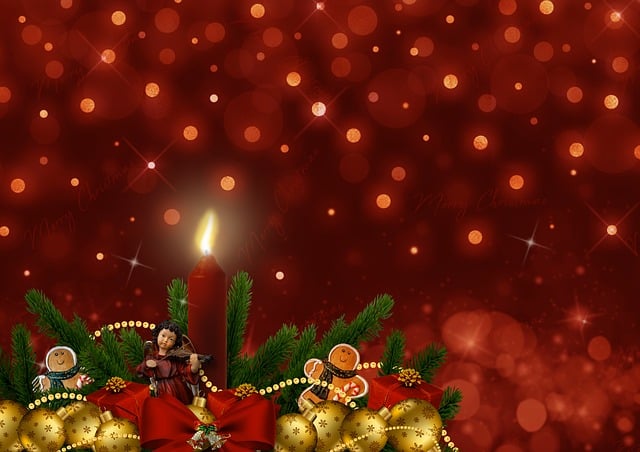 Free christmas motif candle fir branches illustration