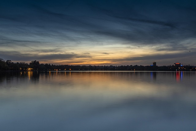 Lac, Apus, Crepuscul, Albastru, Natura