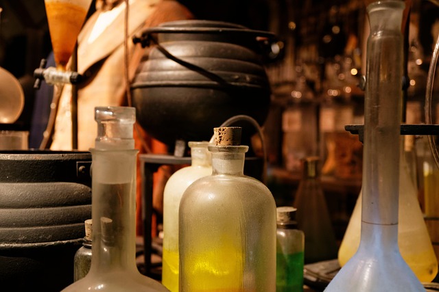 Laboratorium, Gryde, Kolbe, Grøn, Blå