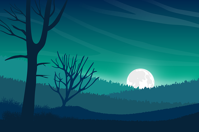 Free landscape moon night sky illustration