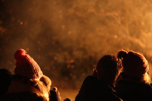 Lagerfeuer, Rauch, Feuer, Nacht, Winter