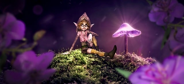 Free fantasy mushroom elf illustration
