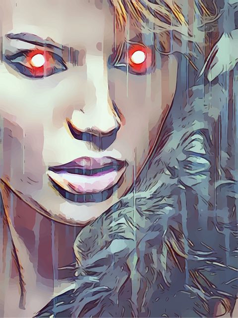 Free red eyes girl vector