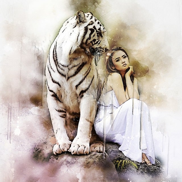 Free nature animal world white bengal tiger illustration