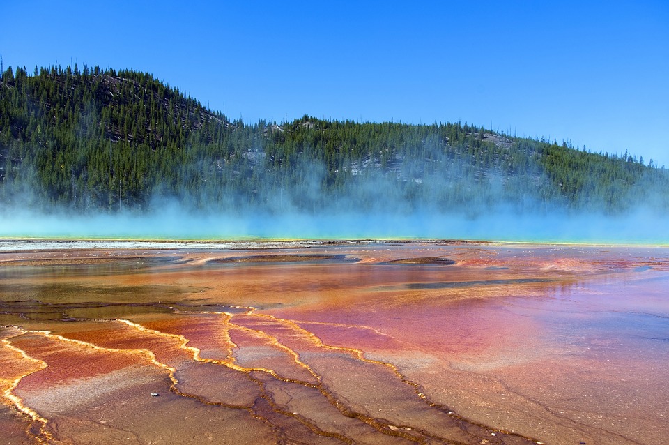 Blue Steam Over Grand Prismatic - Free photo on Pixabay