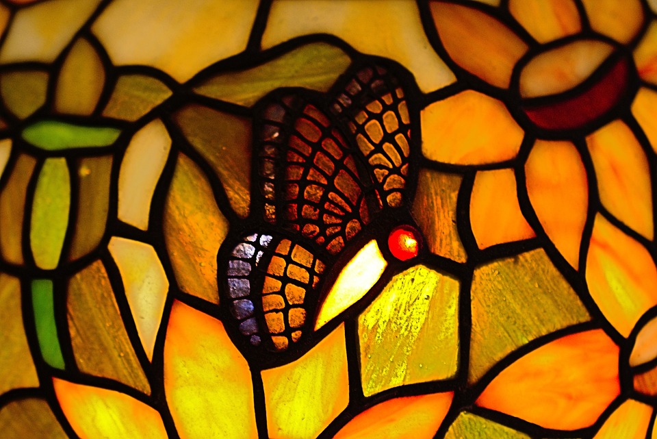 Butterfly, Tiffany, Glass, Hell, Light, Colorful