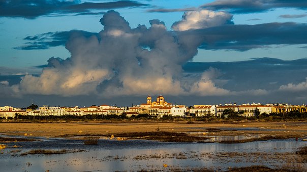 Town, Lake, Landscape, Swamp, Sky