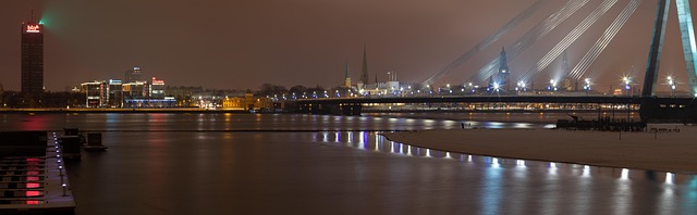 Panorama, Nacht, Stadt, Architektur