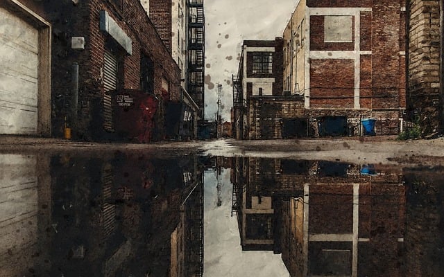 Free city street wet illustration