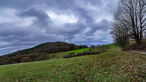 Odenwald, Panorama, Inverno, Piovere
