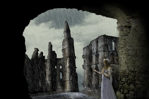 Chuva, Ruínas, Tempestade, Velho