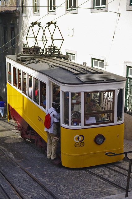 transport, lisbon, funicular, portugal, electric, rails, tram, stroll