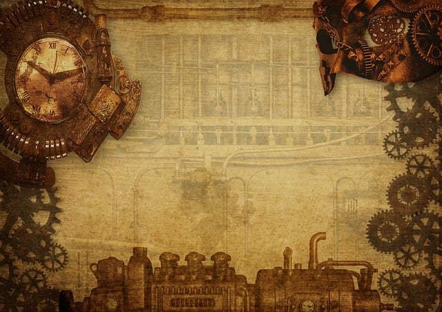 Free steampunk clock gears illustration