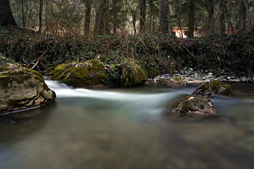 Langzeitbelichtung, Wasser, Fluss, Bach