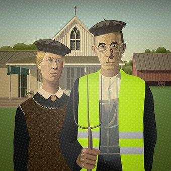 Free American Gothic Gilets Jaunes illustration and picture