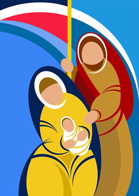 Free family nativity scene christmas illustration
