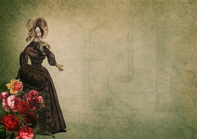 Free vintage flower lady illustration