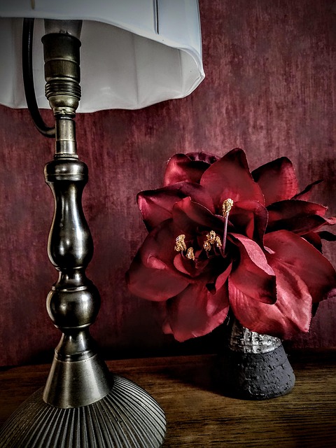 Seide, Blumen, Lampe, Innenarchitektur