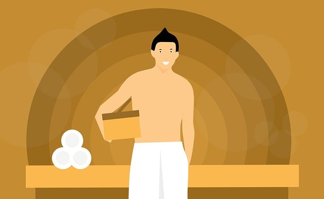 Free sauna man relaxing illustration