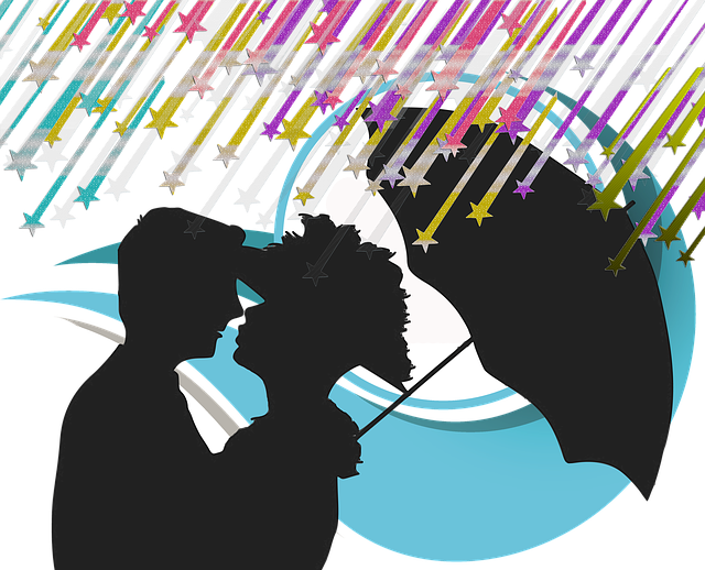 Free casal love rain illustration