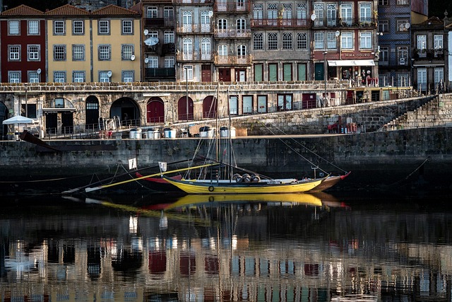 Porto, Portugal, Flujo, Barco, Reflexión