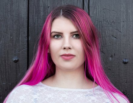Retrato, Mujer, Rosado, Púrpura, Magenta