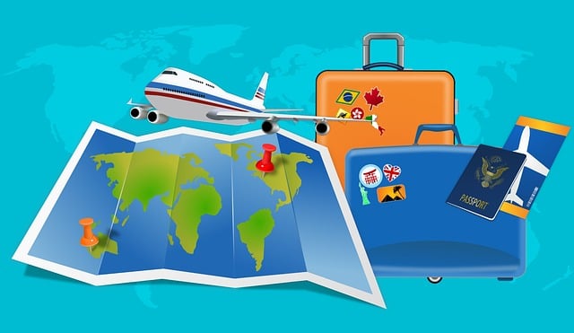 Mapa, Vuelo, Vacaciones, Equipaje